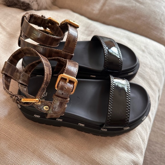 Fendi FF Logo Chunky Platform Sandals - Picture 3 of 8